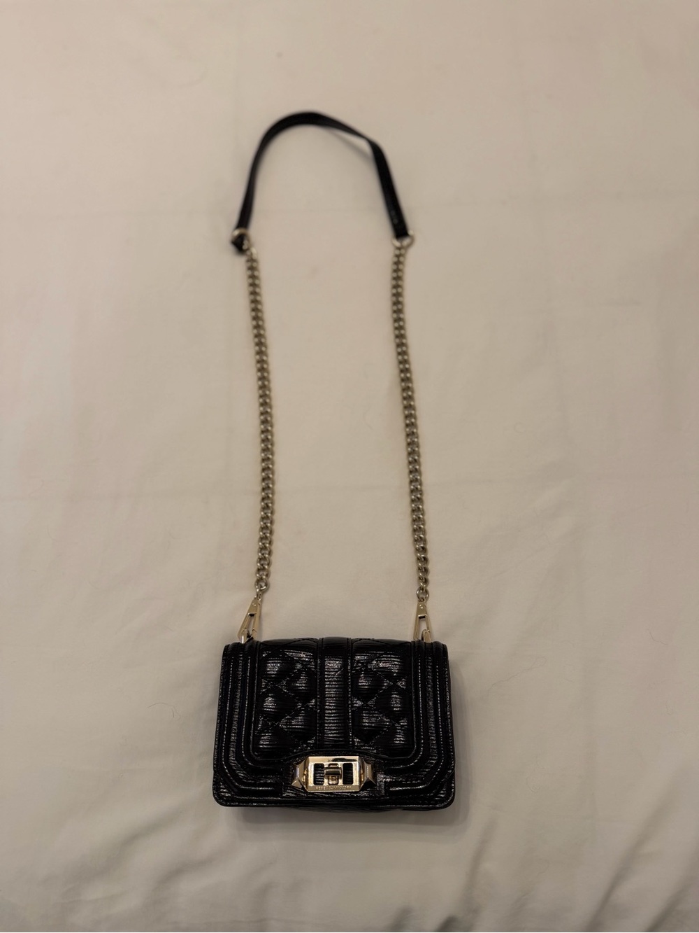 Rebecca Minkoff Black Quilted Crossbody with Silver Chain